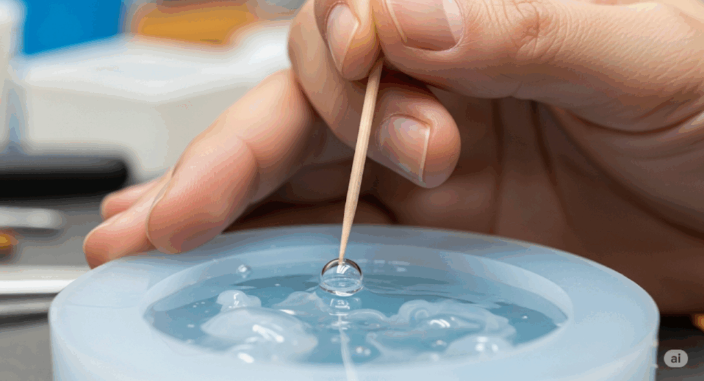 気泡の抜き方は爪楊枝でつぶすのが基本