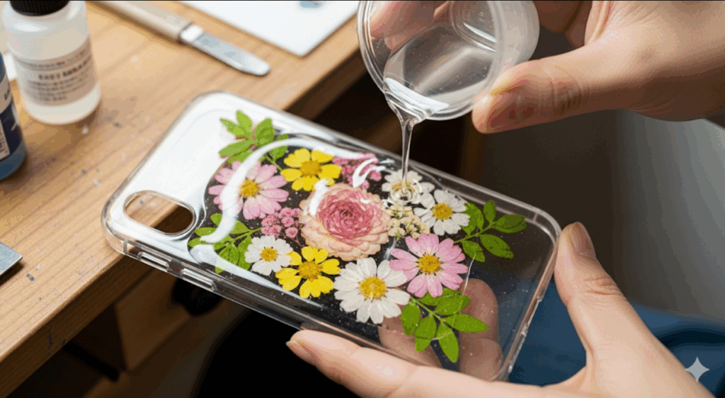 簡単！レジンアートスマホケース作り方　イメージ