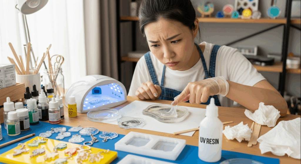 レジンが固まらない時の原因と対処法　イメージ
