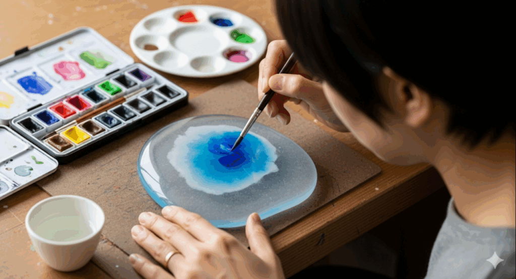 レジンと水彩絵の具の相性と安全な使い方　イメージ
