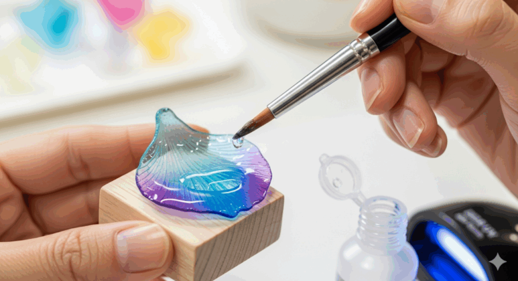 ディップアートにレジン液を使う強化法　イメージ
