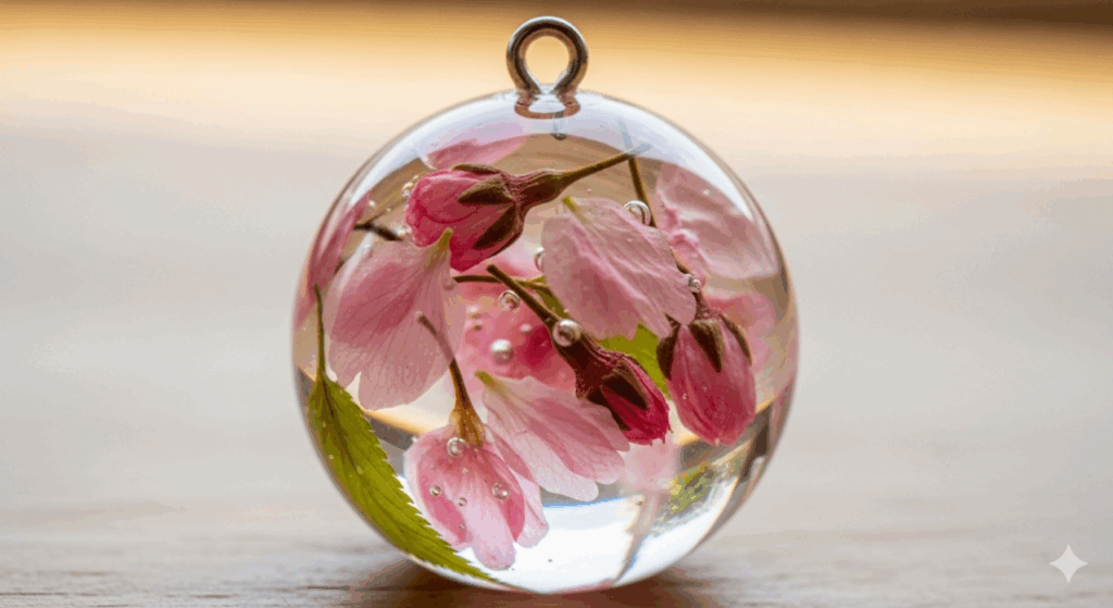 レジンの風景に桜の作り方をプラス　イメージ