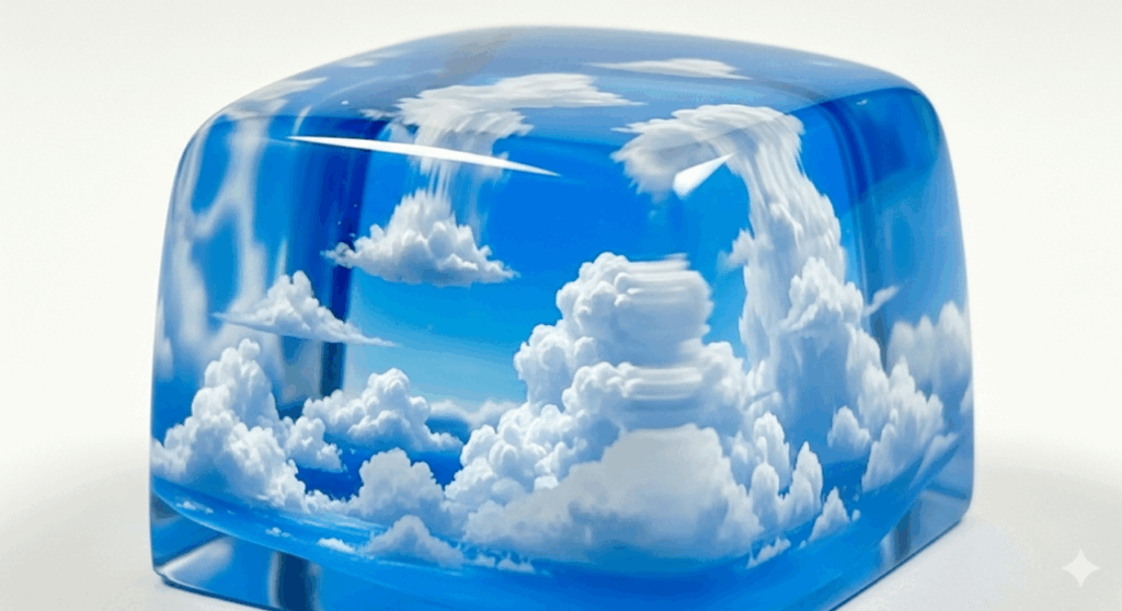 レジンの風景で空の作り方と雲の表現　イメージ