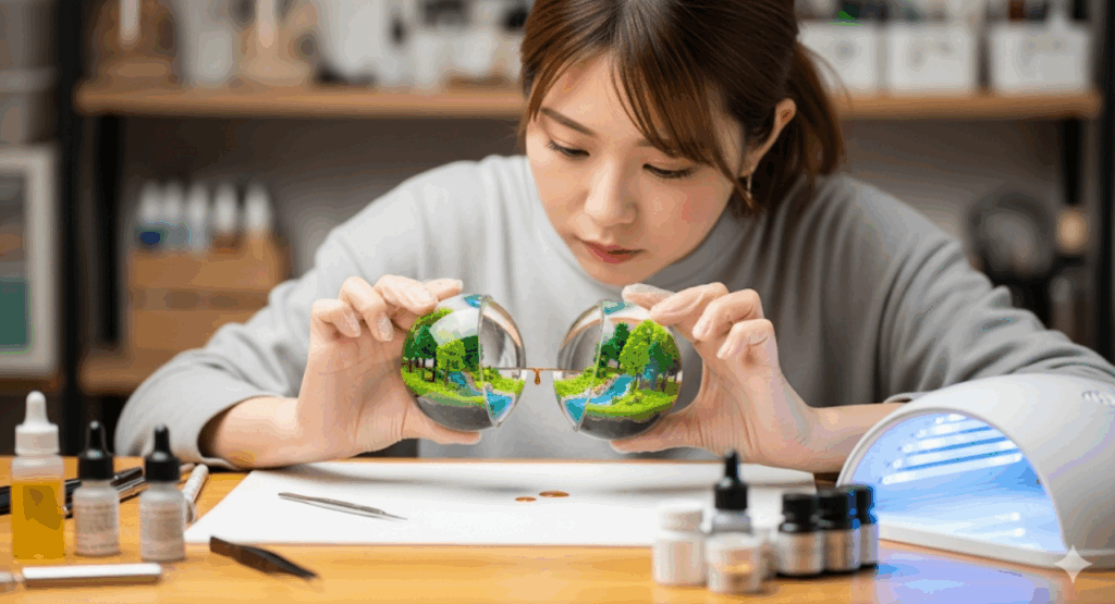 レジンの風景で球体の作り方に挑戦　イメージ