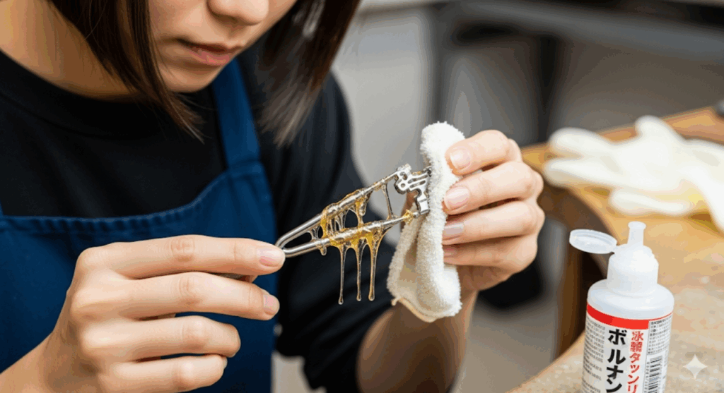 固まる前のレジンは何で拭き取るのが正解？　イメージ