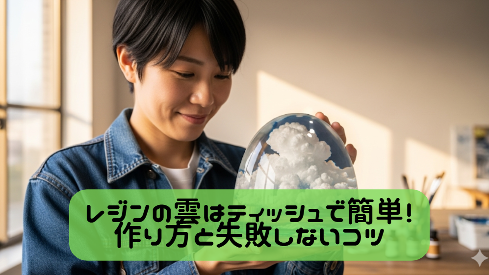 レジンの雲はティッシュで簡単！作り方と失敗しないコツ　イメージ