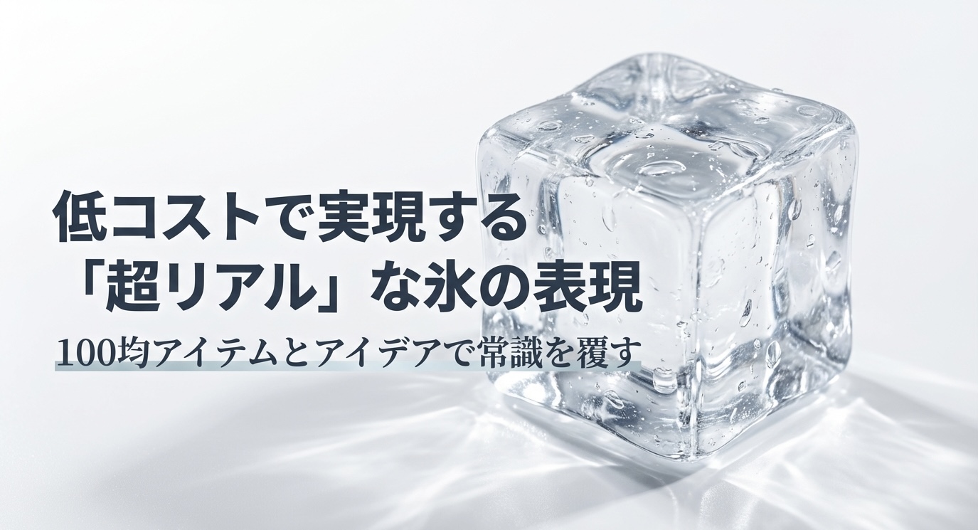 低コストで実現する超リアルな氷の表現。100均アイテムとアイデアで常識を覆す、レジン氷の完成イメージ。